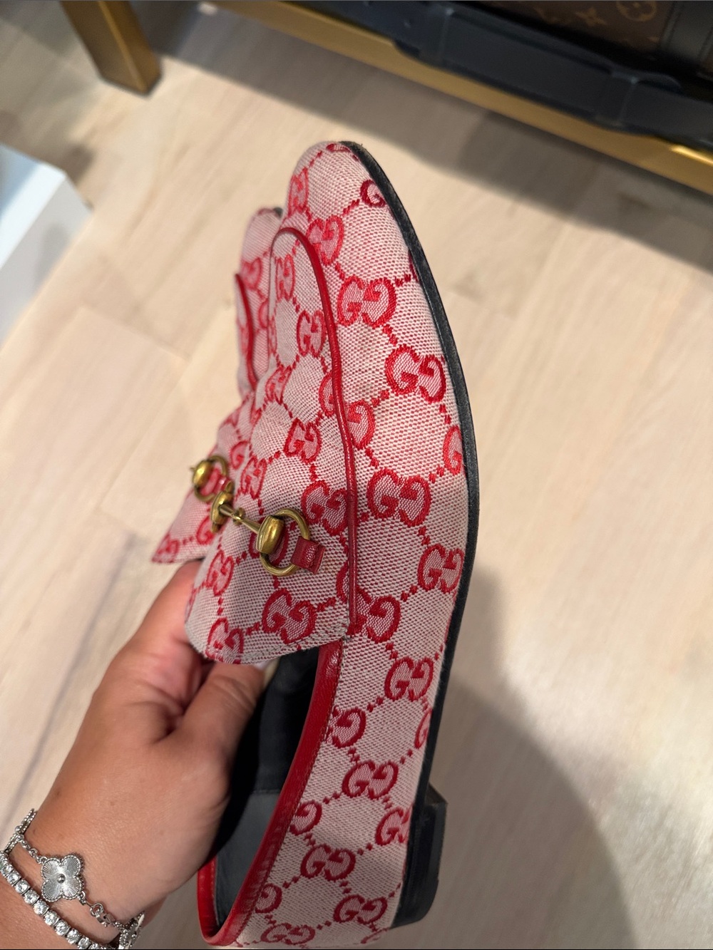 Gucci logo red jordaan loafer size 39.5 - Picture 7 of 8